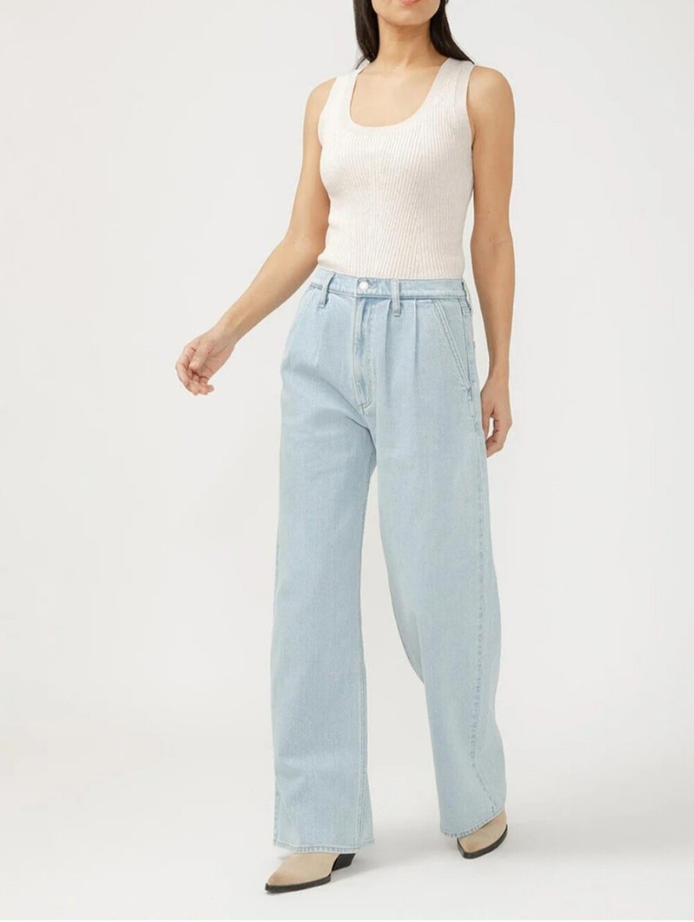NWT Silver Jeans Co Pleated Denim Trouser High Rise light Blue Wide Leg Size 29 - Picture 2 of 14